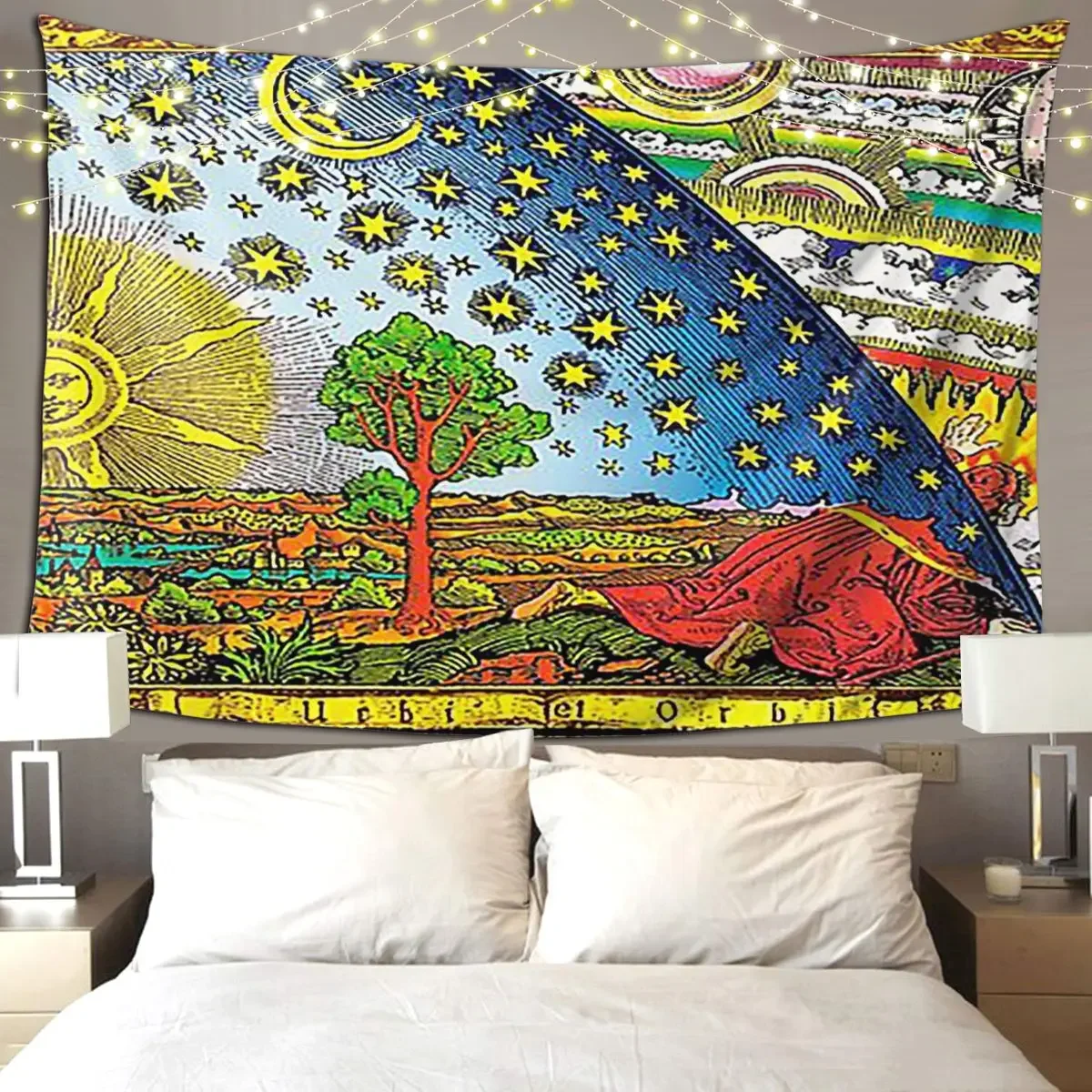 

Flammarion Engraving Tapestry Hippie Wall Hanging Aesthetic Home Decoration Tapestries for Living Room Bedroom Dorm Room