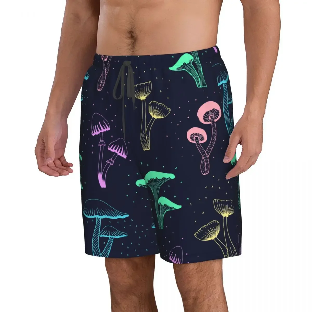 Mens Swimwear Swim Short Trunk Neon Mushrooms Beach Board Shorts Swimming Surffing shorts