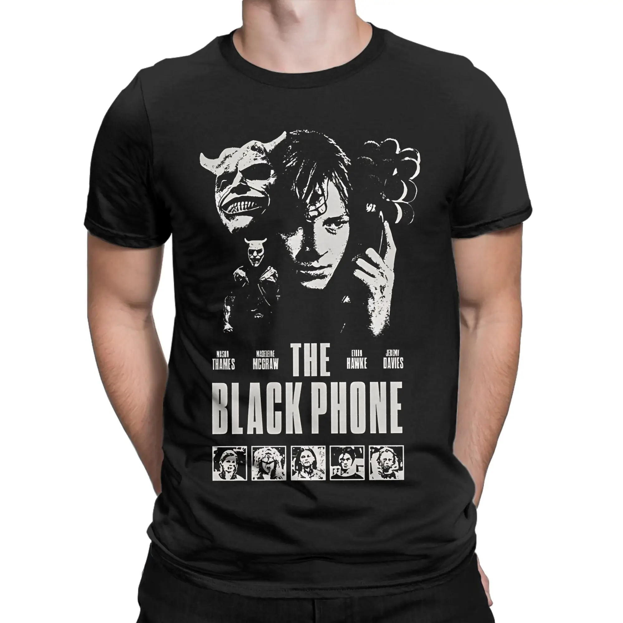 Vintage The Black Phone Horror Movie  T-Shirts Men Crewneck Pure Cotton T Shirt  Short Sleeve Tees Gift Idea Tops