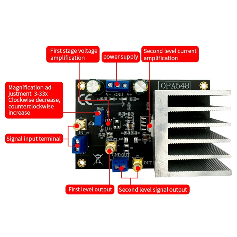 

Reliable-OPA548 Module Power Operational Amplifier Current Amplifier 3A Continuous Current Wide Output Voltage Swing Demo Board