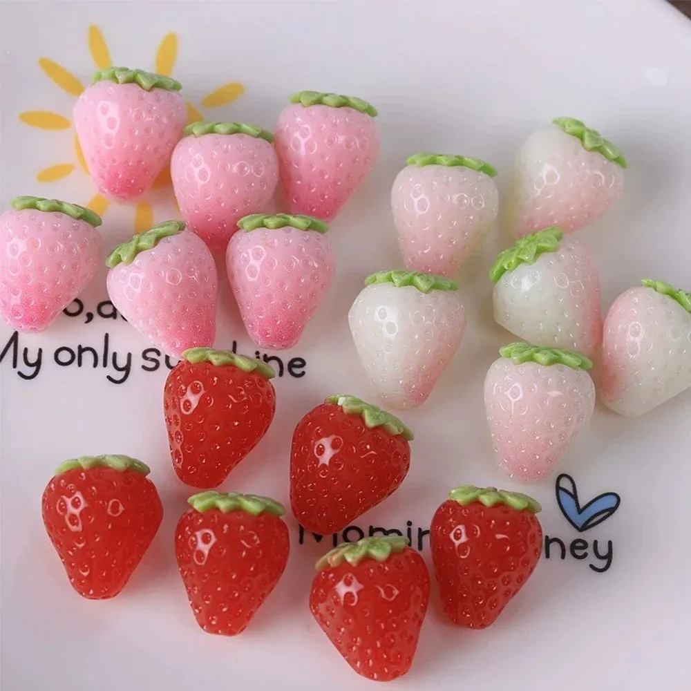 10PCS 20x16mm Strawberry Series Miniature Flat Back Resin Cabochons For Hairpin Scrapbooking DIY Home Decor Craft Accessories