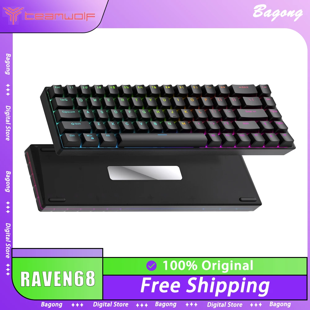 teamwolf raven68 teclado mecanico interruptor magnetico 8k gatilho rapido teclado para jogos com fio personalizado pc gamer escritorio valorant 01