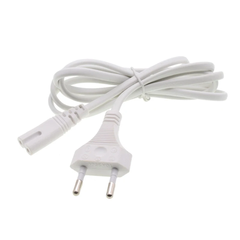 White 2p Prong EU Plug Cord Extension Cable Lamp Power Supply European Figure 8 Power Cord For Led Lighting USB Charger 1.5m 1m