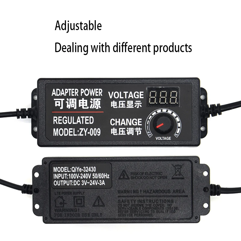 Adaptador de Alimentação DC com Display Digital, Regulação de Tensão, Regulação de Velocidade, 220V a 3V, 12V, 24V, 36