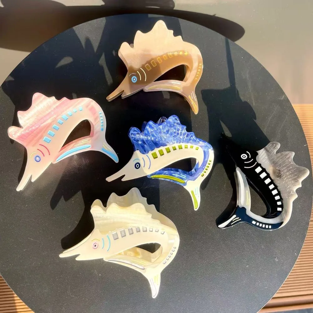 

Unique Fish Tuna Hair Claw Korean Style Sweet Acetate Ocean Tunny Hair Clip Cartoon Creative Marine Organisms Shark Clip Daily