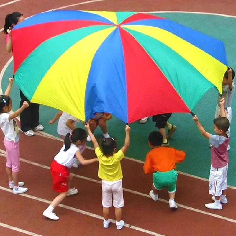 

2M/3M/4M/5M/6M Diameter Outdoor Rainbow Umbrella Sports Game Parachute Toy Jump-Sack Ballute Play Game Mat Toy Kids Gift