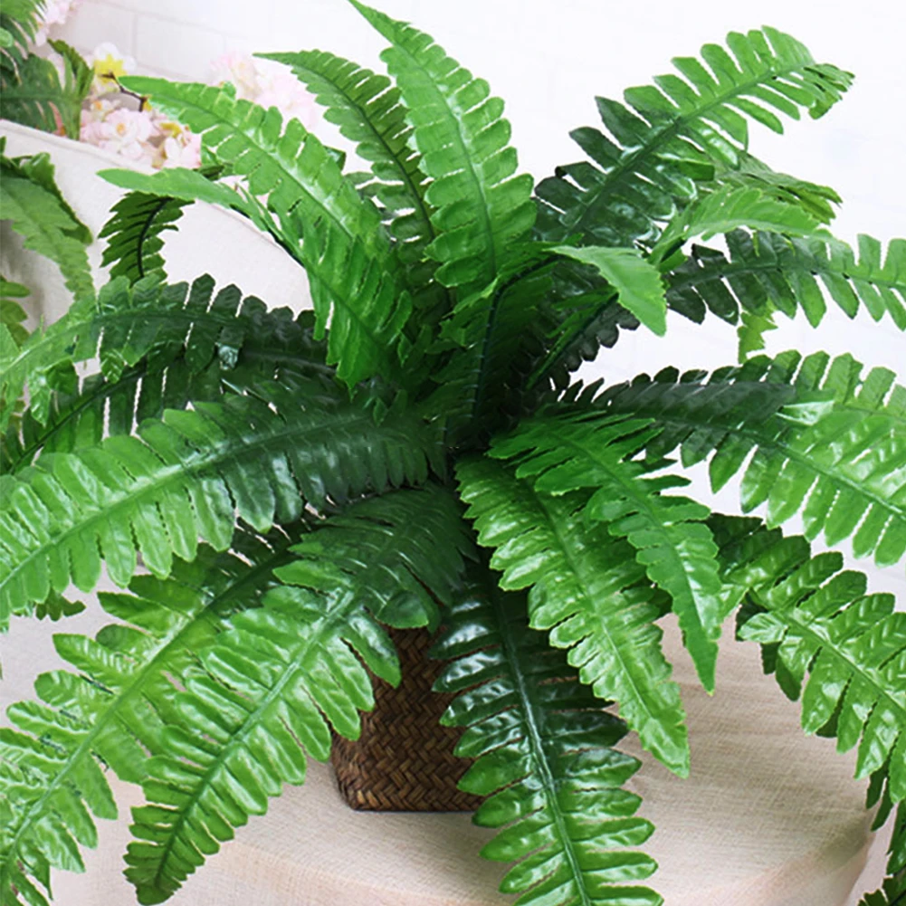 

Artificial Plant Boston Fern Leaves Vines Large Tropical Persian Vines Fake Fern Grass Vine Plastic Leaves for Office Garden