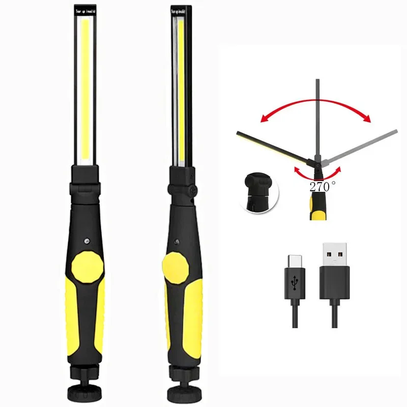 

2000LM COB LED Emergency Floodlight 18650 USB Rechageable Garage Inspection Lamp Magnet Work Light 1Mode Camping Tent Lantern
