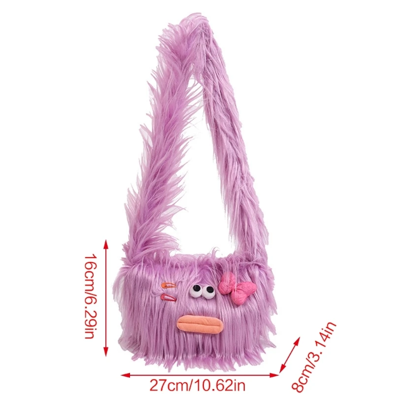 Plush Sling Bag การ์ตูนตลกไหล่ Crossbody กระเป๋าสำหรับทุกวัน E74B