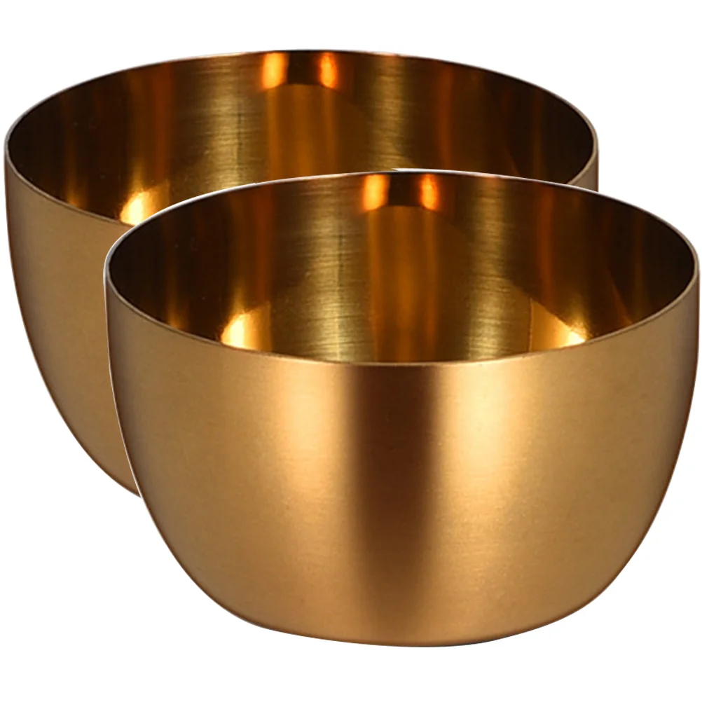

2 Pcs Steak Sauce Cups Trifle Bowl Stainless Steel Dish Seasoning Dishes Round Tray Bowls