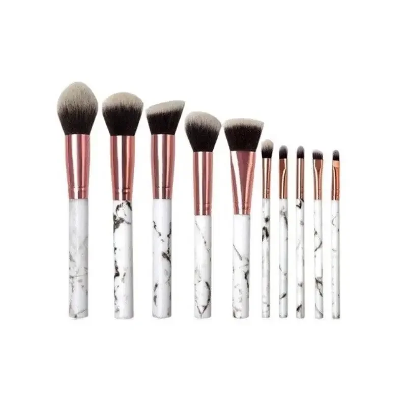 Set da 10 pezzi Set di pennelli per trucco Set di strumenti per polvere cosmetica Ombretto Fondotinta Blush Miscelazione Beauty Maquiagem Kit di bellezza per la festa