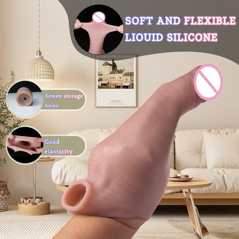 Penis Sleeve Uitbreiding Sleeve voor Cock Speeltjes voor Mannen Extender Siliconen Cock Sleeve Kunstmatige Lul Vergroten Dikker Condoom