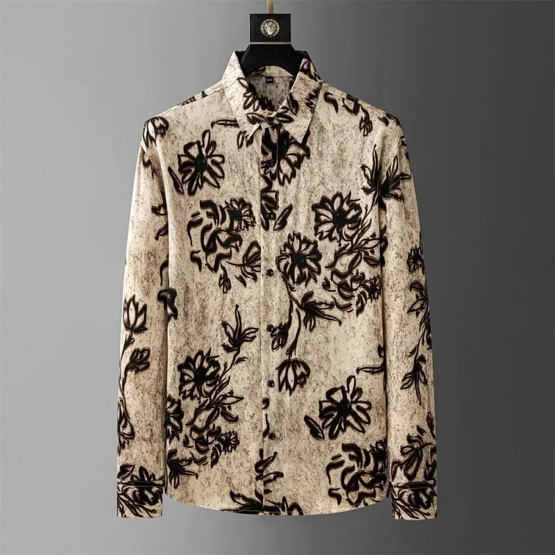 Luxury Printed Shirt Men's Long Sleeve Casual Shirt High Quality Fashion Popular Premium Korean Men's Clothing S-6XL