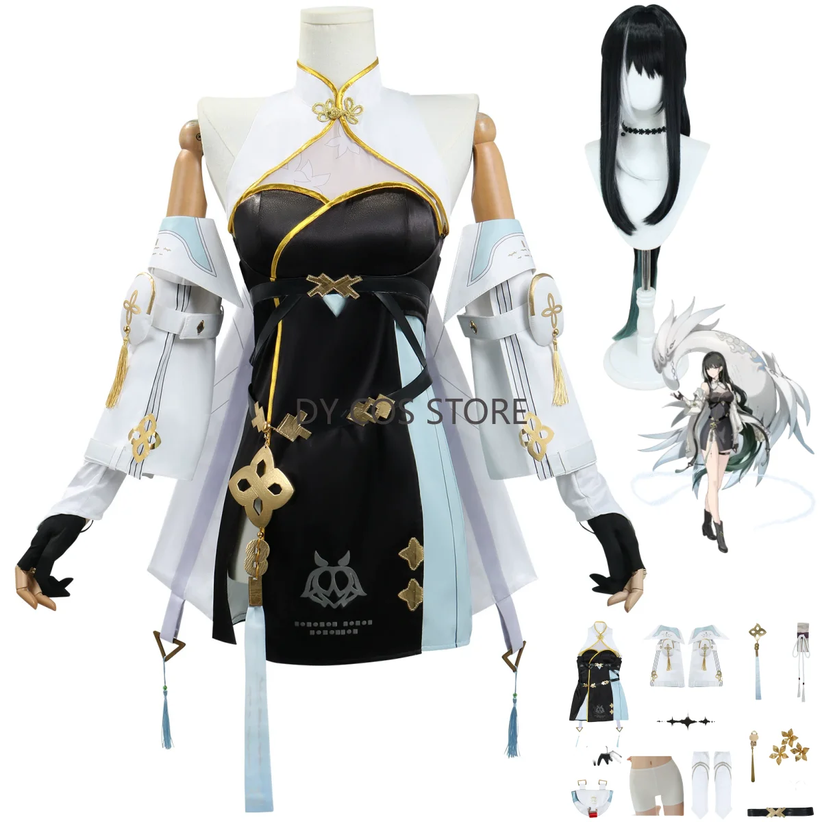 Игра Wuthering Waves Baizhi Косплей Костюм Китайский Стиль Hanfu Cheongsam Платье Парик Женский Сексуальный Традиционный Фестивальный Костюм