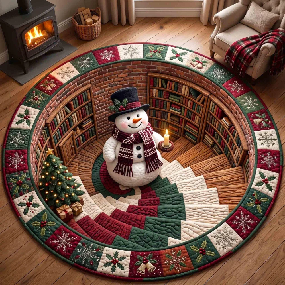 Christmas Snowman doormat Christmas Castle Circle Rug Ice Crystal Palace Rug Elegant Living Room Bedroom Luxury Home Floor Mat