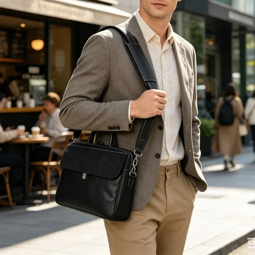 First Layer Cowhide Messenger Bag Men's Backpack Business Travel Computer Bag Men's High-end Briefcase Genuine Leather