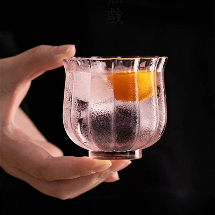 Pink Heat Resistant Glass Water Cup Japanese Style Floral Tea Tumbler Lady Home Office Drinkware