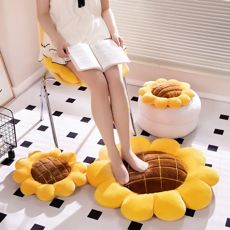 Artificial Natural Flower Sunflower Plush Doll Pillow Yellow Lifelike Flower Plush Pillow Super Soft Birthday Gift For Girls