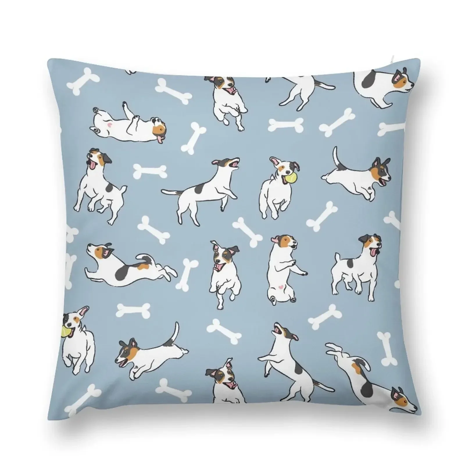 

Playing Tricolor Jack Russell Terrier - Blue Background Throw Pillow Cushion Cover Luxury Sofa Cushions Covers pillow