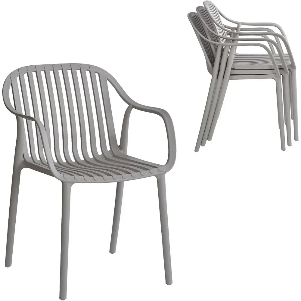 Weather-Resistant Garden or Balcony Furniture for Cafe,5-Piece Outdoor Patio Dining Set – Square Table with 4 Stackable Chairs