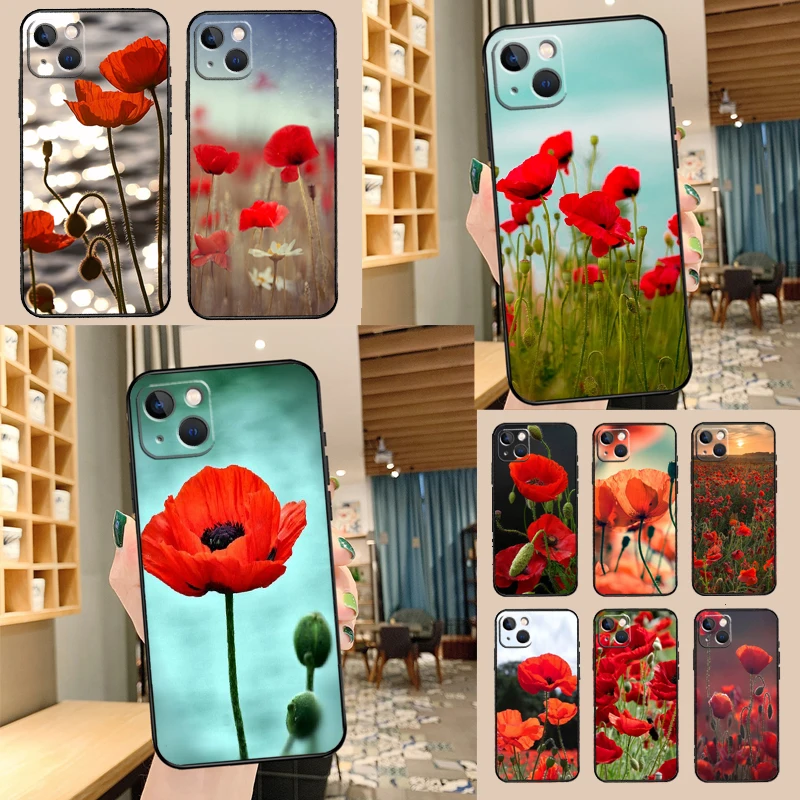 Red Corn Poppy Flower Case For Samsung Galaxy M56 M52 M32 M53 M16 M11 M21 M31 M35 M12 M13 M14 M15 M36 M55 M34 M54