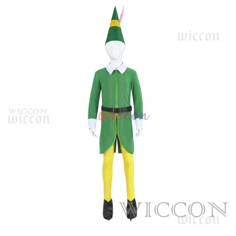 

COSda@Christmas Elf Cosplay Costume Coat Hat Pants Shoe Cover Belt Red Feather Christmas Green Christmas Costume Green SuitCOSda