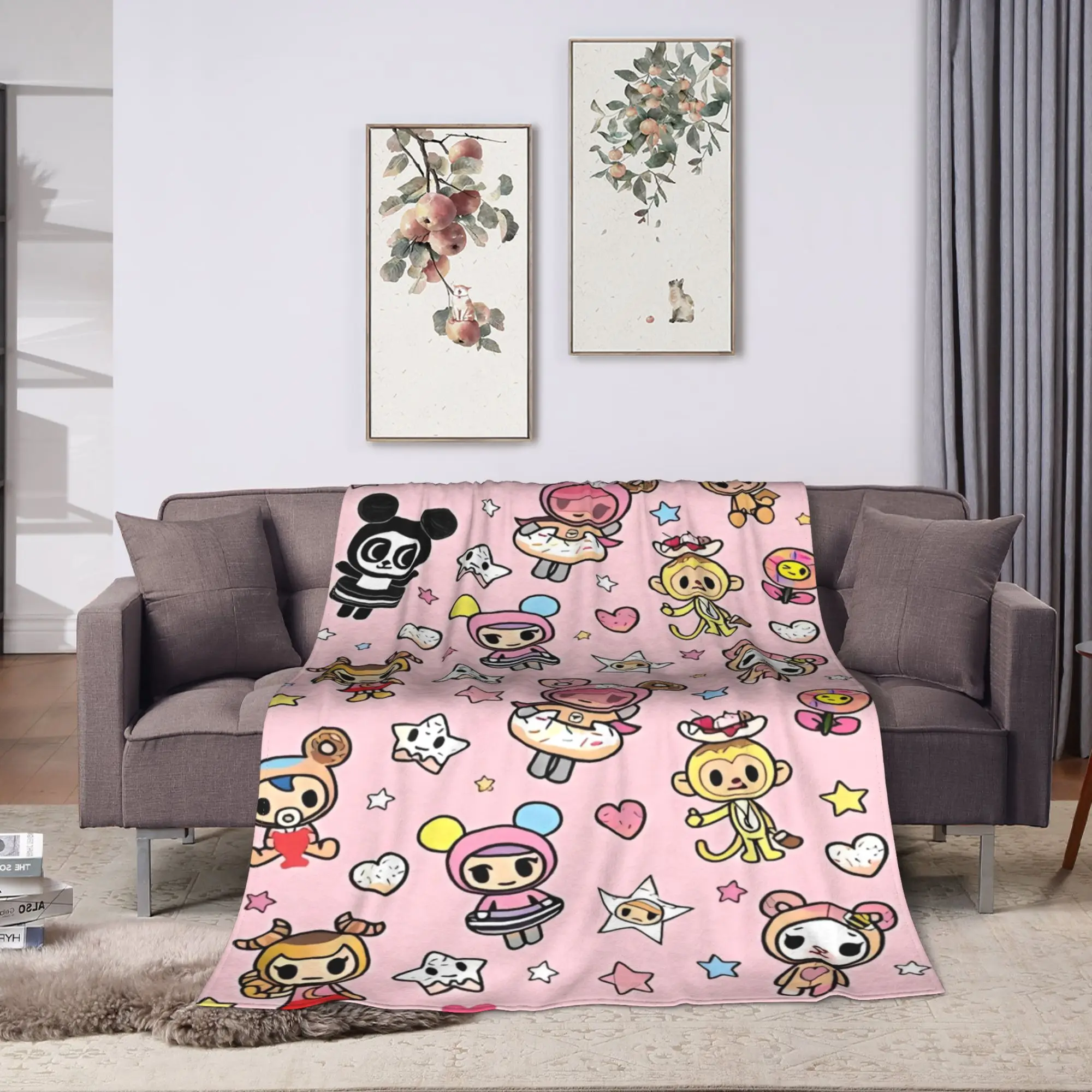 Tokidokis Kawaii Donutella Sandy Unicorno Super Soft Blanket Plush Bedding Throws Couch Bed Flannel Bedspread Sofa Bed Cover