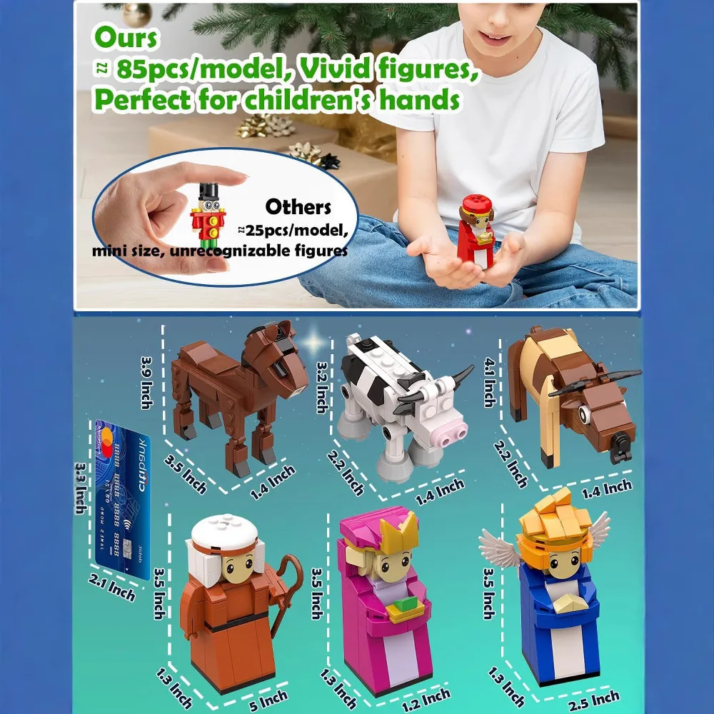 عيد الميلاد تقويم القدوم اللبنات صندوق DIY شجرة القطار المسيحي الطوب للطفل هدية عيد الميلاد 24 يومًا صندوق تقويم القدوم