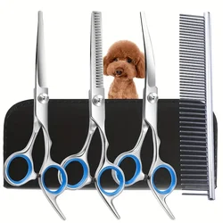 Dog Grooming Scissors Kit Professional Pet Cleaning And Grooming Tool Set- Safety Round Tip Stainless Steel hair scissors