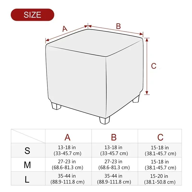 Aksamitny kwadratowy pokrowiec na otomana Rozciągliwy pokrowiec na podnóżek do sypialni Pokrowiec na stołki do salonu Zmywalny futerał ochronny na