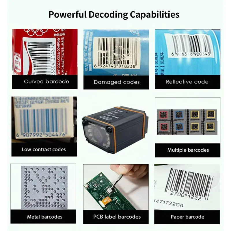 เครื่องสแกนบาร์โค้ดความละเอียดสูงแบบเมกะพิกเซล มาตรฐาน IP65 สำหรับงานอุตสาหกรรม เครื่องอ่านโค้ด 2 มิติ แบบติดตั้งถาวร