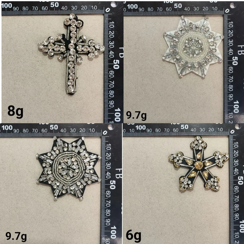 Fashion Matching Cross Octagonal Glass Diamond Embroidery Cloth Sticker Badge DIY Collar Hat Clothing Accessories Patch