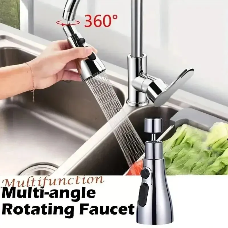 1pc Faucet Extender Boosting Splash Prevention Three Modes Water Saver Home Extended Shower Spray Filter