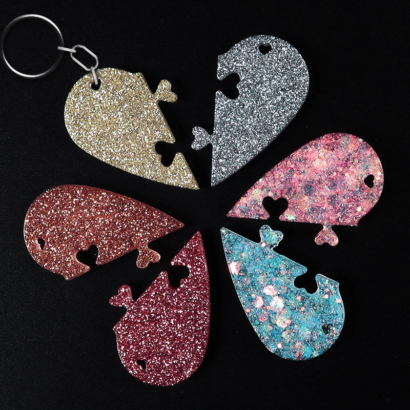 2pcs/Set Love Heart Locks Pendant Silicone Mold DIY Epoxy Resin Mould Keychains For Lovers Valentines Day Gifts Jewelry Making