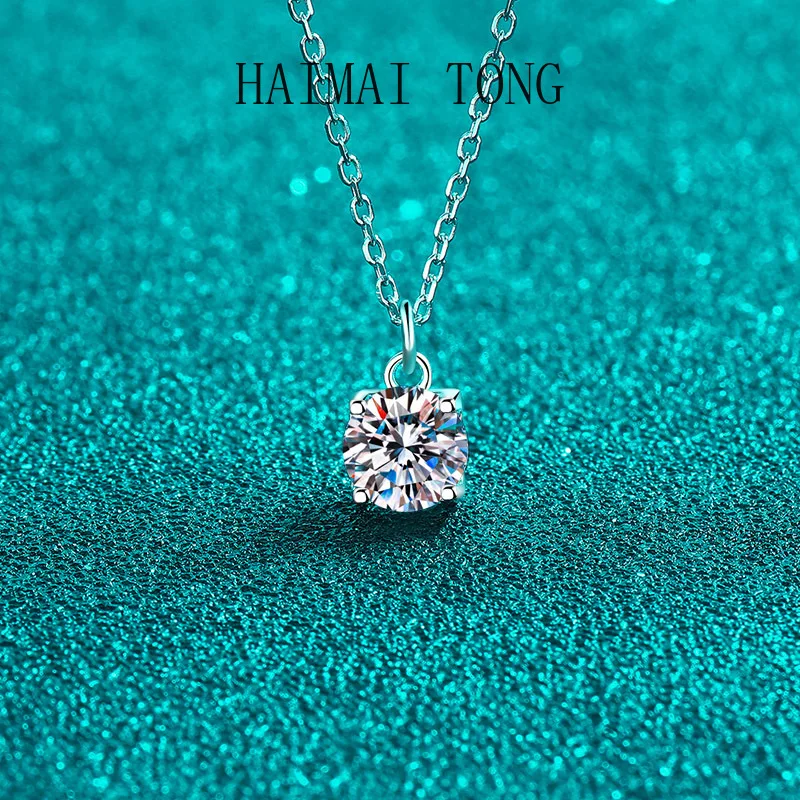 

HAIMAITONG Mosang Diamond Necklace PT950 Platinum Female Bottom Single Diamond Pendant Simple Qing New Style
