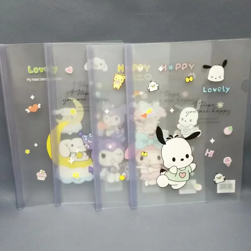 4Pcs Sanrio Nette A4 Ordner Test Papier Dokument Stange Klemme Datei Ordner PVC Rutsche Binder Mymelody Kuromi Cinnamoroll kinder geschenk