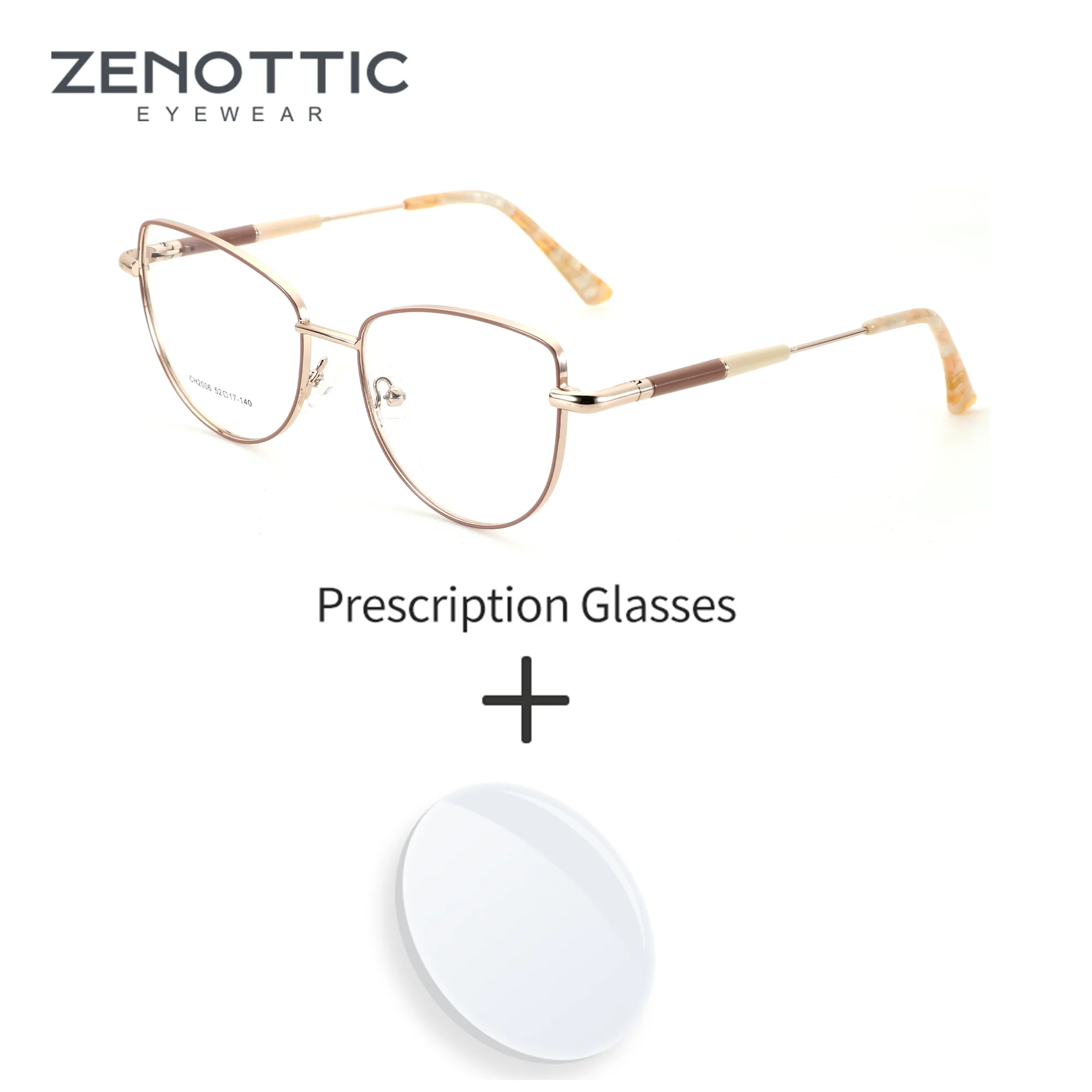 

ZENOTTIC M Size Trend Butterfly Metal Prescription Glasses Women Cat Eye Optical Eyeglasses For Photochromic/Progressive Eyewear
