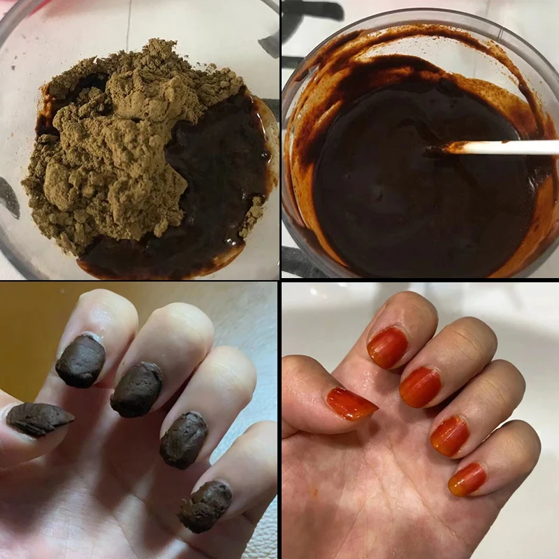 Natural Plant Henna Nail Dyeing Powder Wine Red Black Long Lasting Nail Art Natural Colors Template 30g