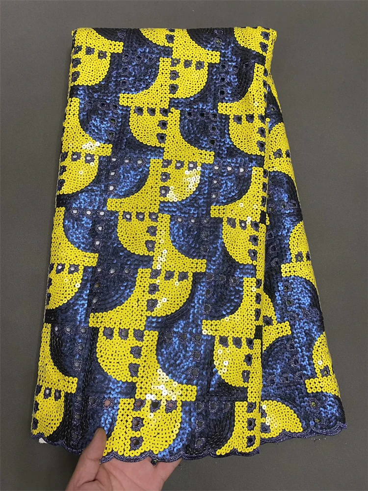 

Luxury African Sequence Lace Fabric 2025 High Quality Sequins Lace Embroidery Mesh Fabric For Women Wedding Party Dresses