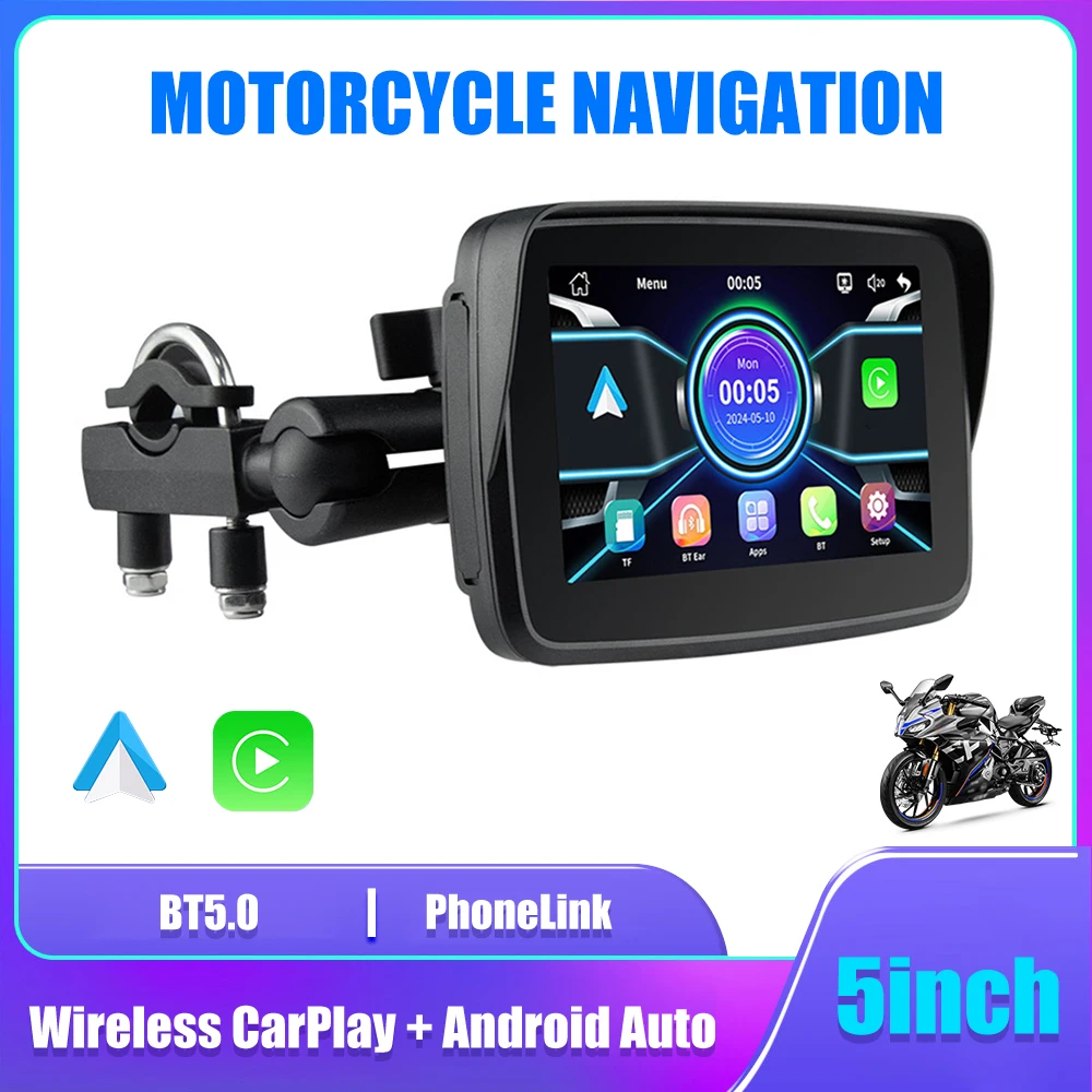 5-inch Screen Display, Compatible With Wireless Carplay, Android Auto, Smart Voice, Wifi, Bluetooth And Water Resistance