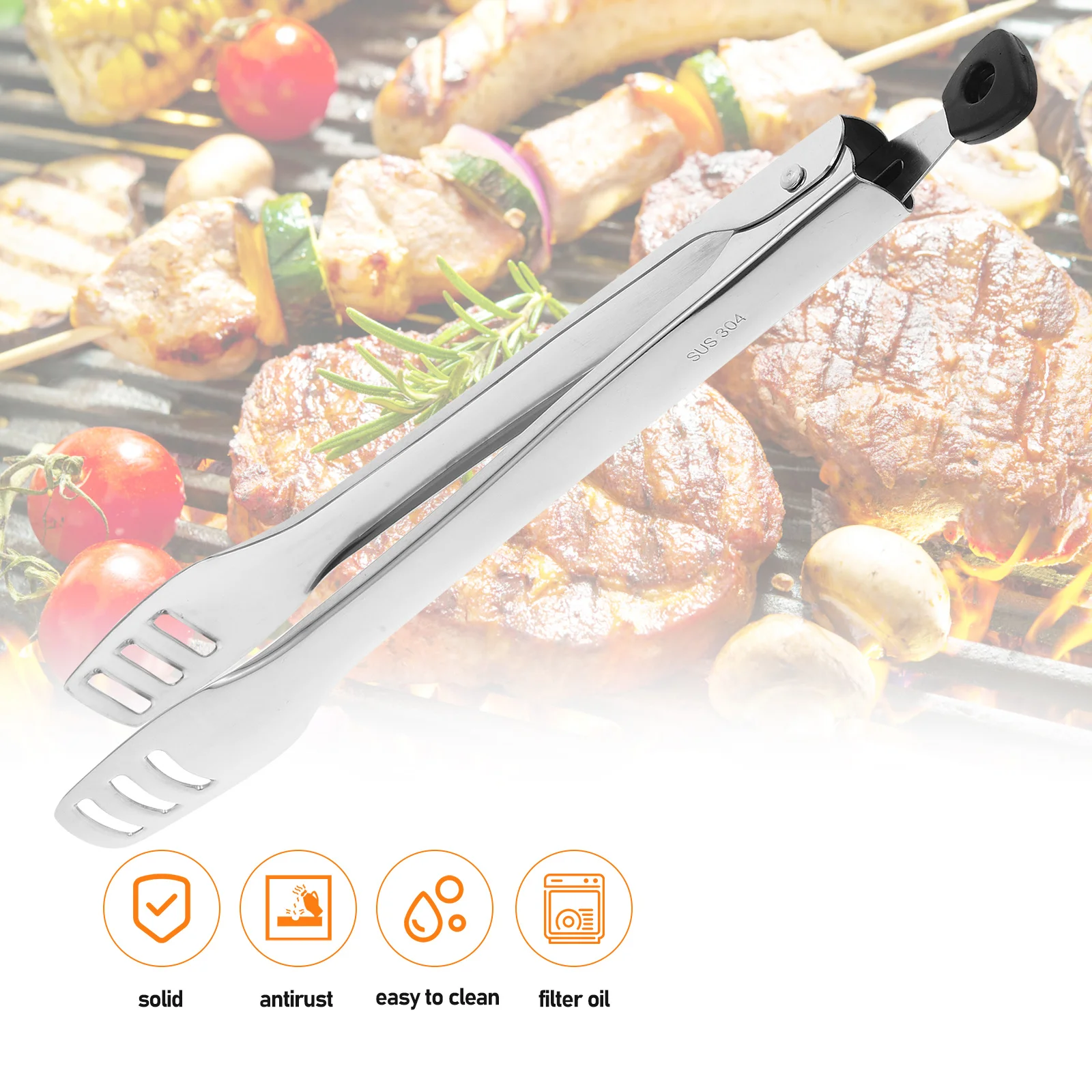 

1Pcs Stainless Steel Food Clamp Strong Heat Resistant for Home Party Bbq Steak Grilling Kitchen Cooking Supplies Clip