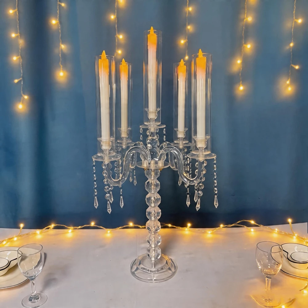 Acrylic Candelabra Transparent Candle Holders Wedding Candlesticks Table Centerpieces Big Candelabrum Event Party Decoration
