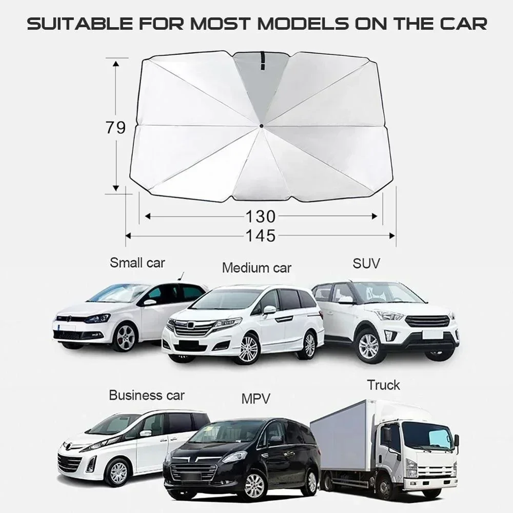 Car Sunshade Umbrella Front Windshield Silver Glue Sunshade Umbrella Uv Resistant Folding Car Umbrella Car Sunscreen Accessories image 5