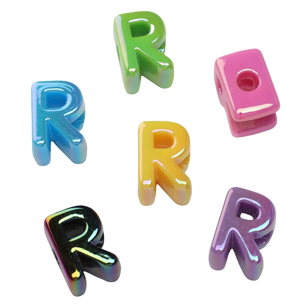 5Pcs/lot Random Colorful A-Z Acrylic Large Hole Letter Beads For DIY Phone Lanyard Jewelry Making Festival Gifts