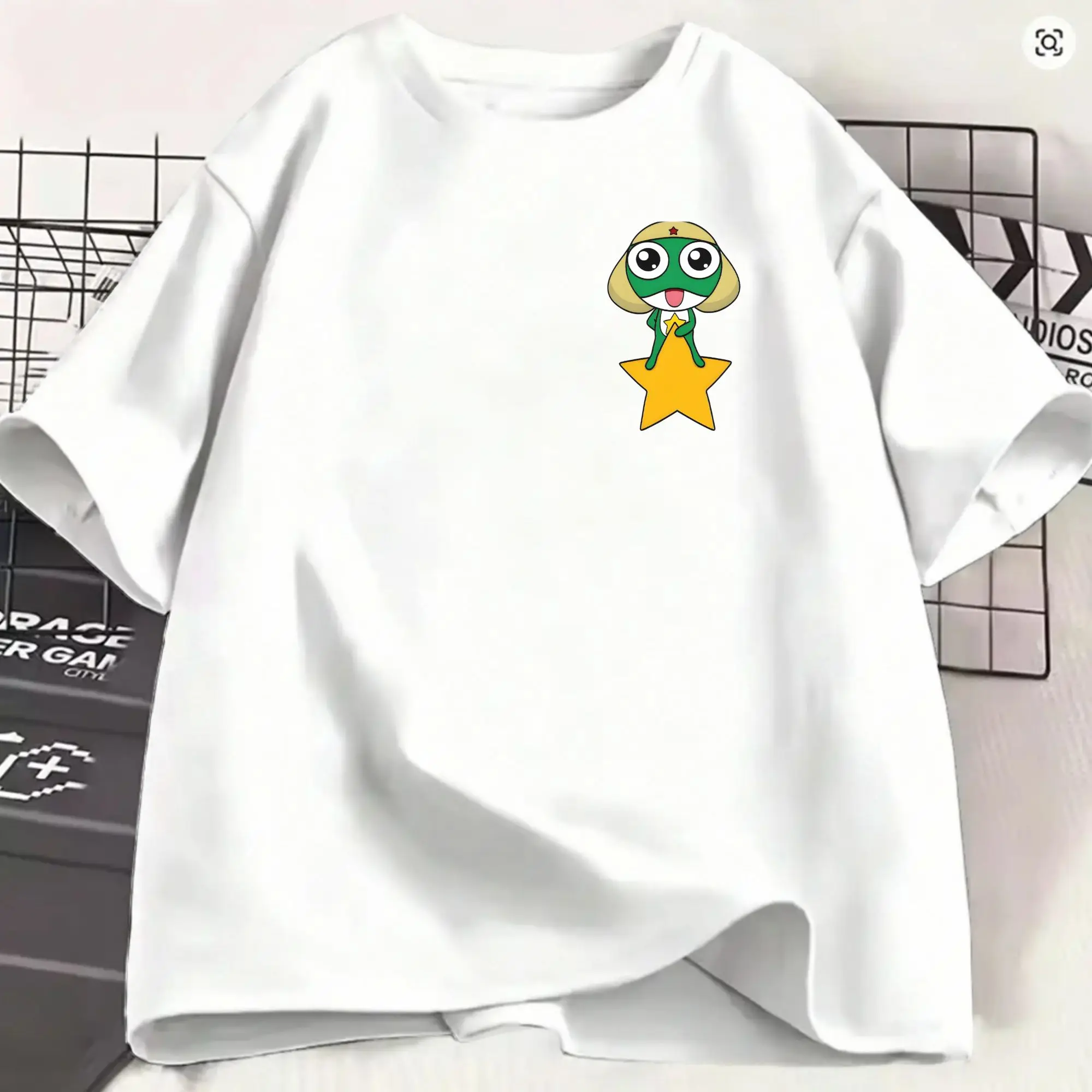 Camiseta Keroros para Hombre, Camiseta Vintage de Algodón, Cuello Redondo, Símbolo de Liderazgo, Camisetas de Manga Corta, Tallas Grandes
