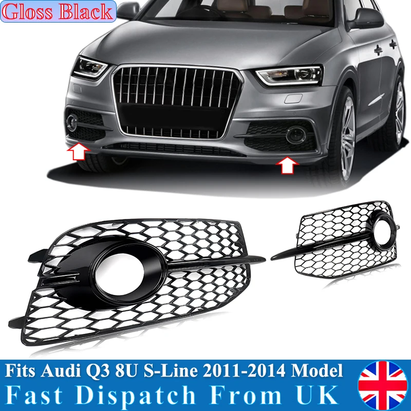 

For Audi Q3 S-LINE 8UB 8UG 2012 2013 2014 Honeycomb RS Q3 Style Fog Light Covers Frame Grid Refit Fog Light Grille Grill Cover