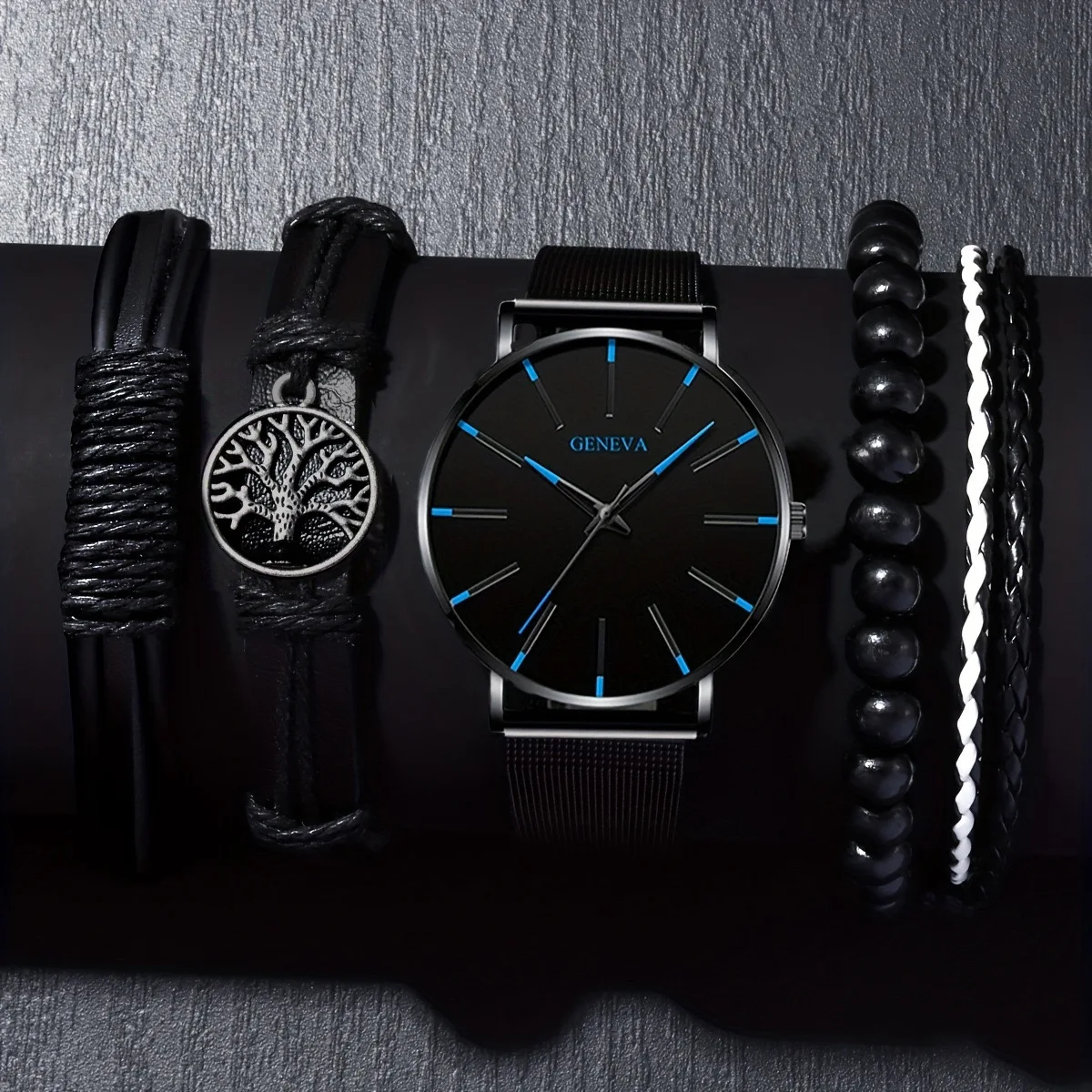 5pc  fashionable quartz watch and versatile accessory set for daily wear as gifts for friends and family