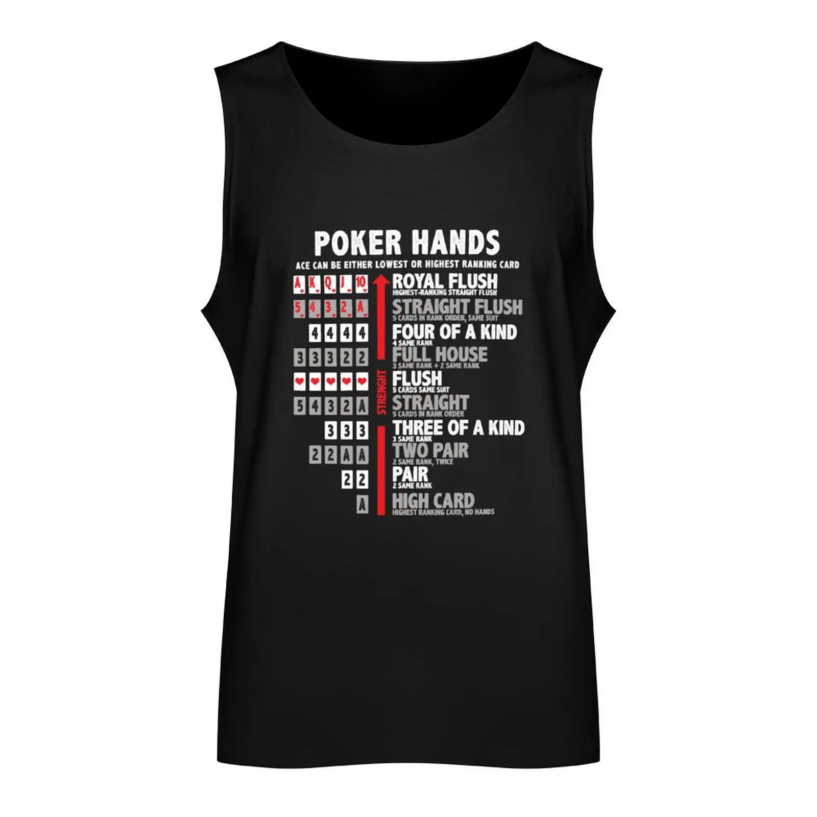 Poker Hands Straight Flush Full House Straight Two Pair High Card Gambling Tank Top mens gym clothes male top