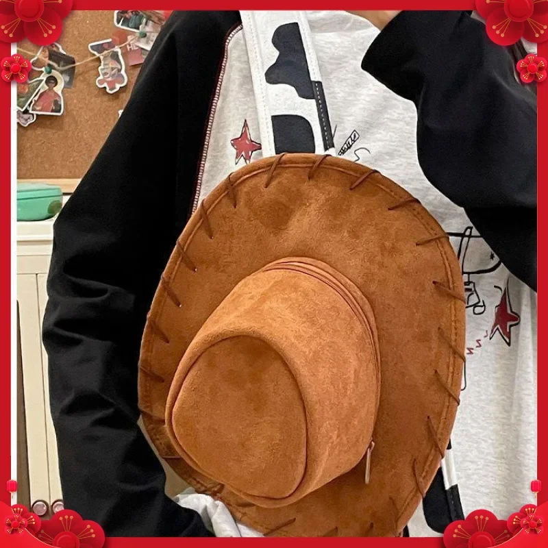 Disney Toy Story Woody Cowboy Hat Backpacks Cartoon Peripheral Storage Bag Fashion Crossbody Bag Large Capacity Chest Bags Gifts