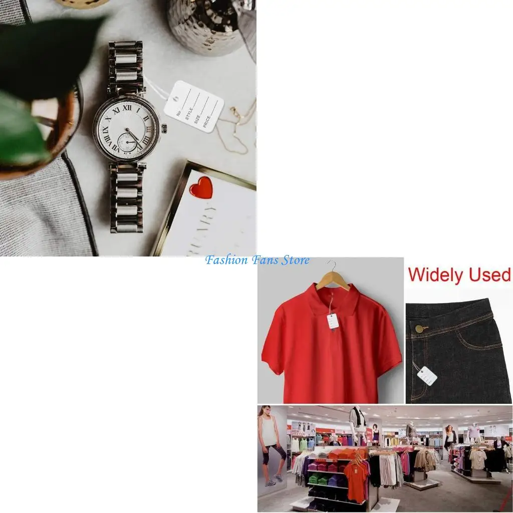 1000 قطعة من علامات أسعار الملابس المثقبة المطبوعة مسبقًا لمتجر بيع الملابس بالتجزئة #1